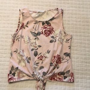 Ivy & Main pink floral tank top.